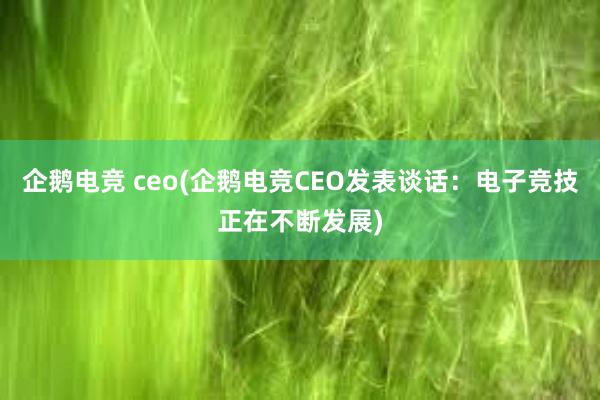 企鹅电竞 ceo(企鹅电竞CEO发表谈话：电子竞技正在不断发展)