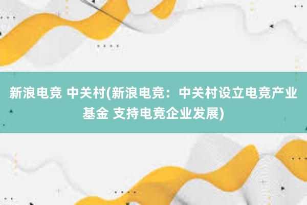 新浪电竞 中关村(新浪电竞：中关村设立电竞产业基金 支持电竞企业发展)