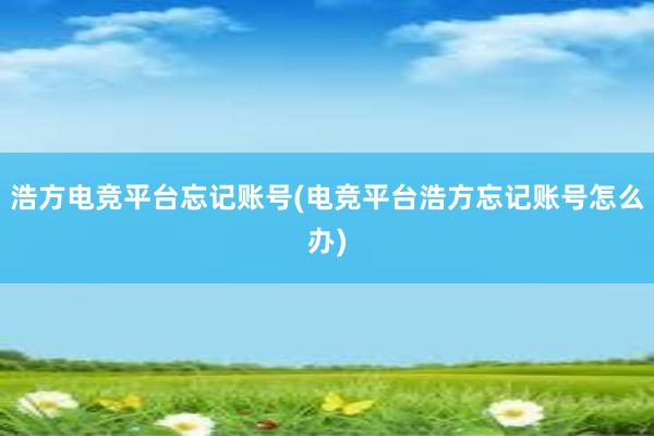 浩方电竞平台忘记账号(电竞平台浩方忘记账号怎么办)