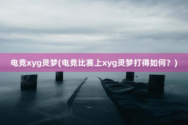 电竞xyg灵梦(电竞比赛上xyg灵梦打得如何？)