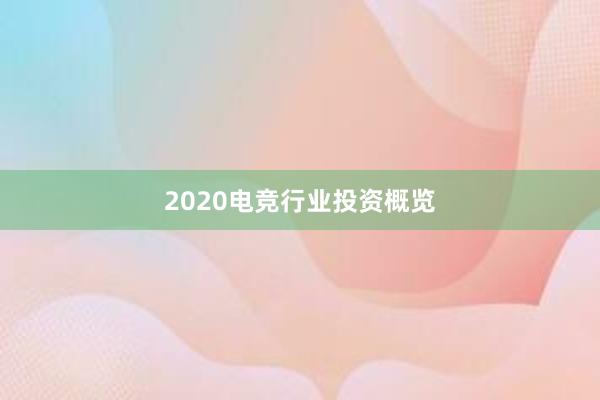 2020电竞行业投资概览