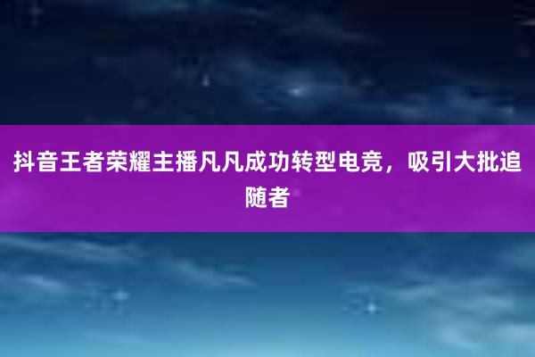 抖音王者荣耀主播凡凡成功转型电竞，吸引大批追随者